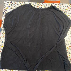 Express Women's Black Ribbed short sleeve  Top